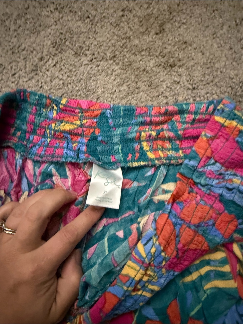 Kona Sol Tropical Print Swim Cover Smock Pull on Pants Women's XL - Picture 3 of 4